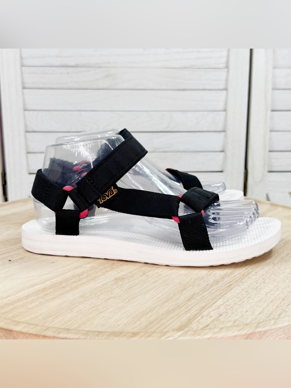 Teva Original Universal Sport Athletic Sandals White Black Womens Size 7